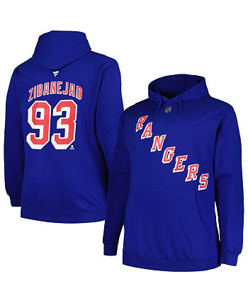 Мужской пуловер с капюшоном Mika Zibanejad Blue New York Rangers Big and Tall с именем и номером Profile