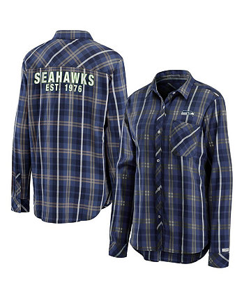 Женская темно-синяя рубашка в клетку с длинными рукавами на пуговицах Seattle Seahawks WEAR by Erin Andrews
