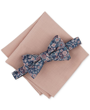 Men's Charland Floral Bow Tie & Solid Pocket Square Set, Created for Macy's Bar III