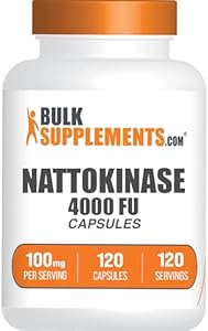 BulkSupplements.com Nattokinase 4000 FU Capsules - Nattokinase Supplement, Sourced from Natto Extract, Nattokinase 100mg - Gluten Free, 1 Capsule per Serving, 120 Capsules (Pack of 1) BulkSupplements