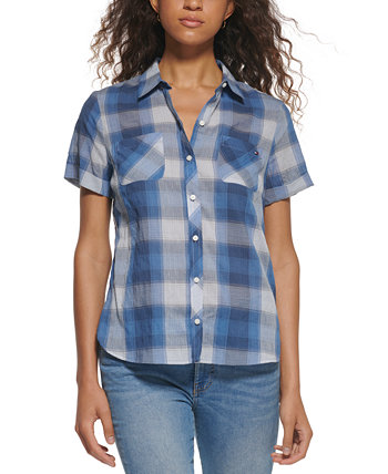 Женская клетчатая рубашка на пуговицах спереди Tommy Hilfiger