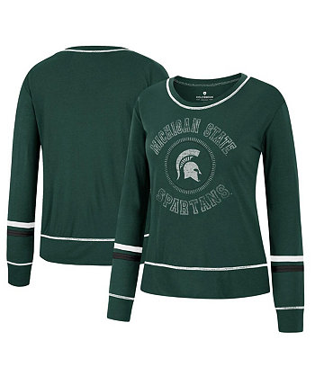 Женская зеленая футболка Michigan State Spartans Heathrow Super Soft с длинным рукавом Colosseum