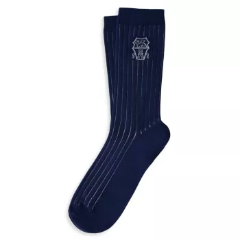 Хлопковые носки в меловую полоску с логотипом Brunello Cucinelli