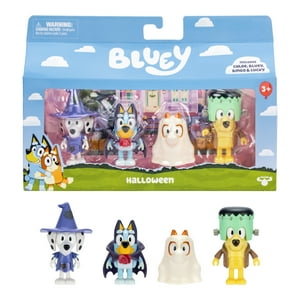 Bluey Halloween 4 Pack, 2.5 inch Figures, Bluey, Bingo, Chloe and Lucky , Ages 3+, Toddler Toys Bluey