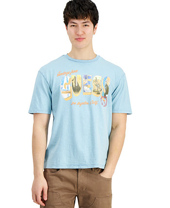Мужская футболка с круглым вырезом и графическим логотипом в виде открытки GUESS