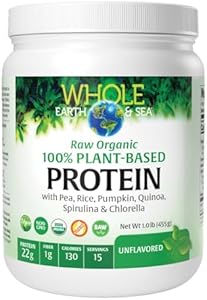 Natural Factors Whole Earth & Sea® Raw Organic 100% Plant-Based Protein, 541g, Chocolate Natural Factors