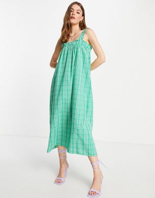 Зеленое свободное платье макси без рукавов Envii Envii