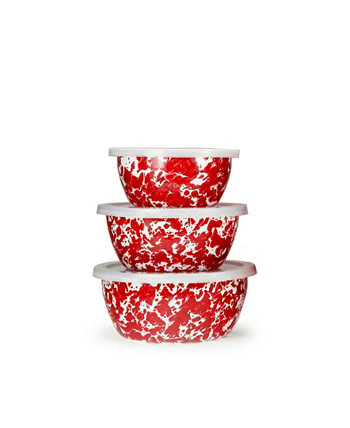 Коллекция эмалированной посуды Red Swirl Миски для скворечников, набор из 3 шт. Golden Rabbit