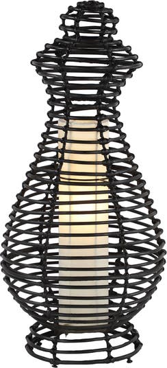 Большая круглая плетеная лампа из черного ротанга с декоративным фонарём Акцентная лампа GINGER BIRCH STUDIO