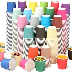 Suclain 1200 Pcs 3 oz Small Colorful Paper Cups Mouthwash Cups Disposable Mini Bathroom Cups for Hot Beverages Coffee Birthday Party Picnic BBQ Supermarket Wedding Travel DIY Event, 20 Assorted Colors Suclain