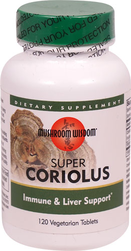 Mushroom Wisdom Super Coriolus Поддержка иммунитета и печени -- 120 вегетарианских таблеток Mushroom Wisdom