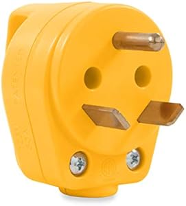 Camco Power Grip Camper/RV Mini Replacement Plug - Attach 30 Amp Plug to Existing RV Extension Cord - Features 30 Amp RV Plug (NEMA TT-30P) & Ergonomic Designed Handle - Rated for 125 V/3750 W (55283) Camco