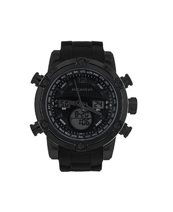 Мужские часы с черным силиконовым ремешком 51 мм Rocawear