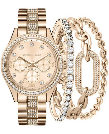 Женские часы-браслет из металлического сплава цвета розового золота 40 мм, подарочный набор KENDALL + KYLIE
