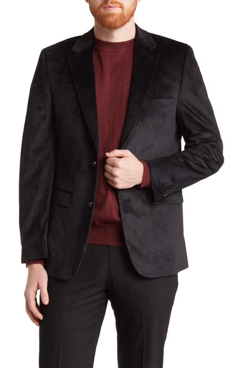 Черная однотонная бархатная деловая куртка с двумя пуговицами и лацканами с вырезом SOUL OF LONDON