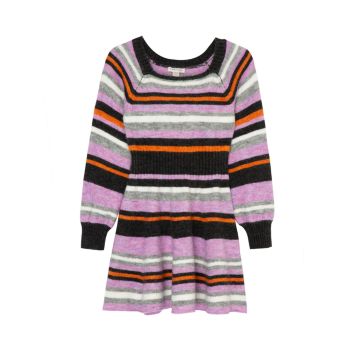 Расклешенное платье-свитер в полоску для маленькой девочки Habitual