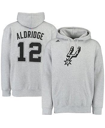 Мужская толстовка с капюшоном LaMarcus Aldridge Grey San Antonio Spurs с именем и номером Adidas