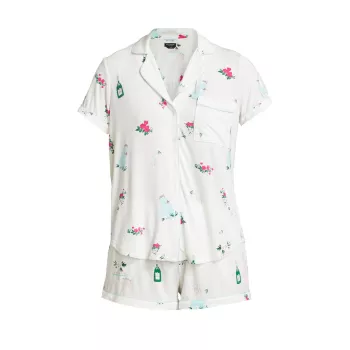 Рубашка с цветочным принтом шампанского и amp; Шорты Пижамный комплект Kate Spade New York