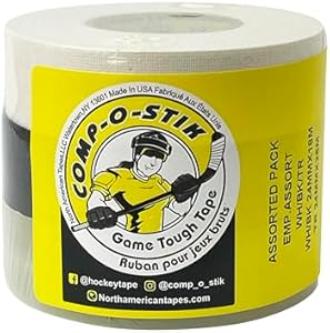 Hockey Tape - 1" Clear, White, Black - 3 Roll Multipacks Comp-O-Stik