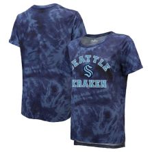 Женская футболка Majestic Threads Deep Sea Blue Seattle Kraken Boyfriend Tie-Dye Majestic