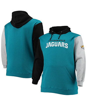 Мужской черный, бирюзовый пуловер с капюшоном Jacksonville Jaguars Big and Tall Profile