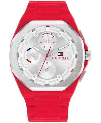 Men's Multifunction Red Silicone Watch 44mm Tommy Hilfiger