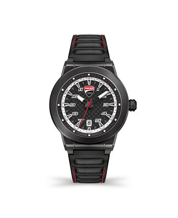 Мужские часы Paddock с черным ремешком из натуральной кожи 45 мм Ducati Corse