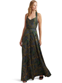 Жаккардовое платье с поясом и лямкой смешанного мотива LAUREN Ralph Lauren