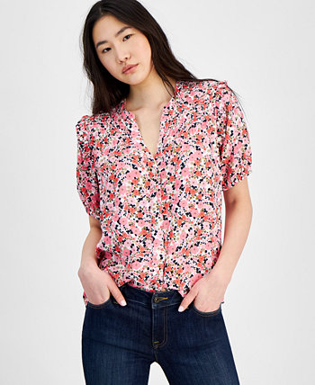 Женская блузка с присборенными деталями и цветочным принтом Tommy Hilfiger