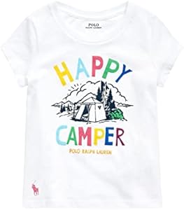 Polo Ralph Lauren Girl's Cotton T-Shirt (White Happy Camper, 4T) Polo Ralph Lauren