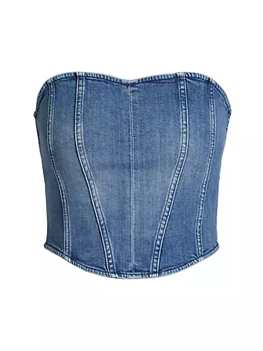 Женская Укороченная Футболка 3x1 NYC Crop Denim Corset Top 3x1 NYC