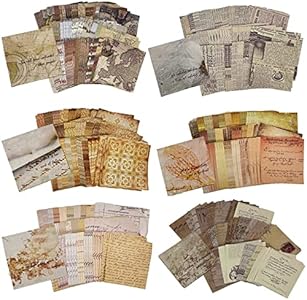 Vintage Scrapbook Paper Pack -600 Sheets Decorative Paper Aesthetic Stationery Journaling Supplies Vintage Paper for Writing Drawing Photo Travel Journal DIY Art Craft(6 styles，3.15 x 3.15 Inches) Generic