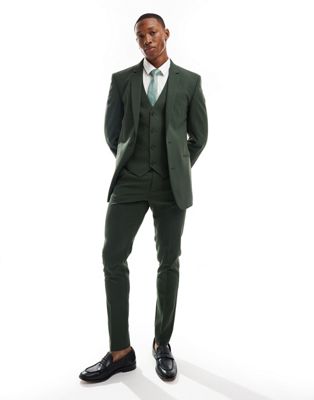 ASOS DESIGN slim suit jacket in dark green ASOS DESIGN