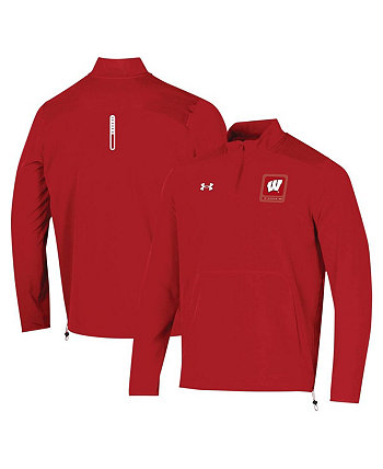 Мужская футболка Red Wisconsin Badgers 2023 Motivate с молнией до половины Under Armour