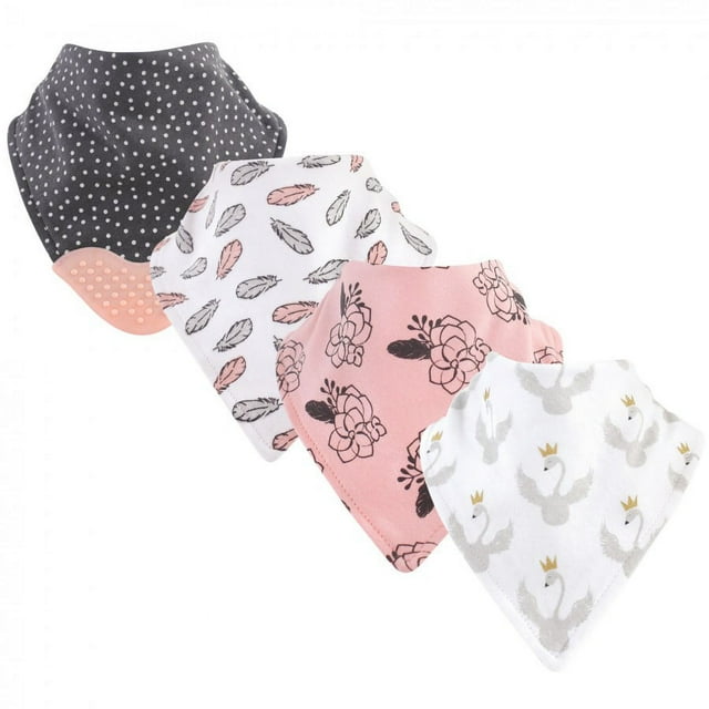 Yoga Sprout Baby Girl Cotton Bandana Bibs 4pk, Scroll, One Size Yoga Sprout