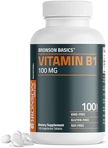 Bronson Vitamin B1 100mg, Non-GMO, 100 Vegetarian Tablets Bronson