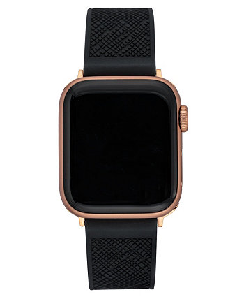 Женский черный текстурированный силиконовый ремешок, совместимый с Apple Watch 42/44/45/Ultra/Ultra 2 Anne Klein