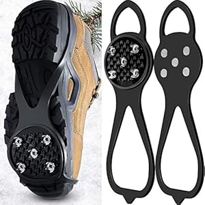 1 Pair Non Slip Gripper Spikes Claw Universal Ice Non Slip Shoe Spikes with 5 Tooth Steel Nails for Hiking Mountaineering Skiing Walking Shoes and Boots Syhood