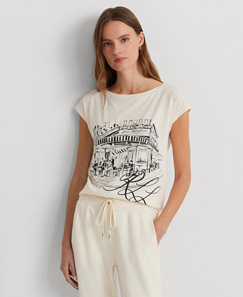 Женская футболка с рисунком Sketchbook, стандартная и миниатюрная LAUREN Ralph Lauren