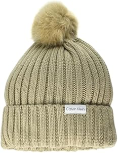 Calvin Klein Women's Warm Fleece Lined Faux Fur Pom Hat Calvin Klein