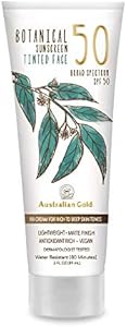 Australian Gold Botanical SPF 50 Tinted Face Sunscreen, Non-Chemical BB Cream, Water-Resistant, Matte Finish, Sensitive Skin, 3 FL Oz Australian Gold