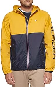 Tommy Hilfiger Men's Lightweight Active Water Resistant Hooded Rain Jacket Tommy Hilfiger