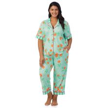 Плюс размер Beauty Sleep Social Уютный трикотаж Пижамный топ с вырезом и укороченные пижамные штаны Комплект Beauty Sleep Social