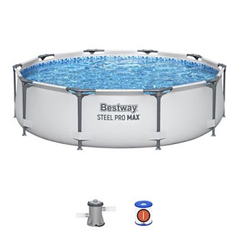 Bestway Steel Pro MAX 10'x30&#34; Round Above Ground Outdoor Swimming Pool with Pump Bestway