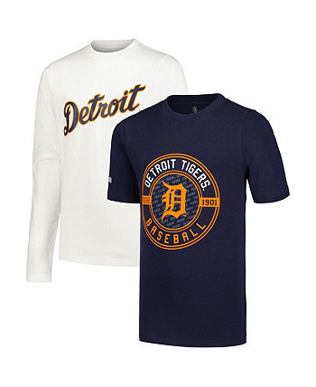 Комбинированный комплект из темно-синей и белой футболки Big Boys Detroit Tigers Stitches