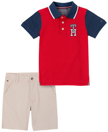Рубашка поло с монограммой и шорты из твила для новорожденных мальчиков, комплект из 2 предметов Tommy Hilfiger