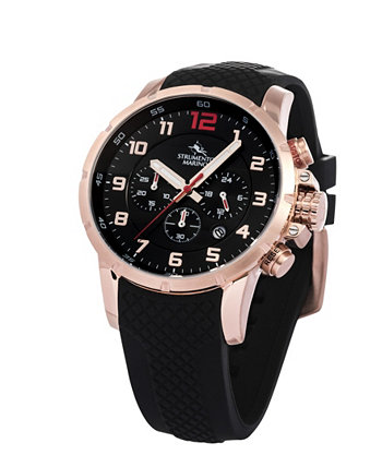 Мужские летние черные силиконовые часы-часы 46мм Strumento Marino