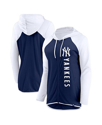 Женская темно-синяя, белая куртка с капюшоном с молнией во всю длину New York Yankees Forever Fan Fanatics