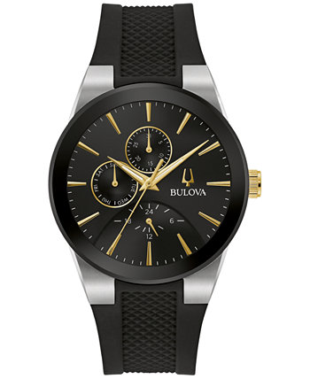 Мужские часы с хронографом Modern Millennia, черный силиконовый ремешок, 41 мм Bulova