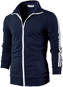 H2H Mens Active Slim Fit Track Lightweight Jacket Zip-up Long Sleeve H2H